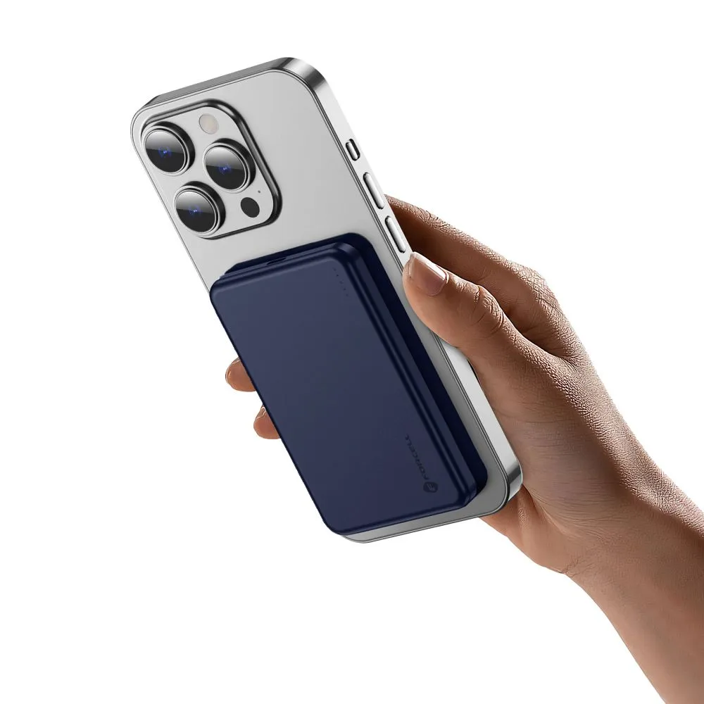 Powerbank kompatibel mit MagSafe Forcell F-Energy Slim F5K9 QC4.0 PD3.0 15W 5000 mAh navy blue