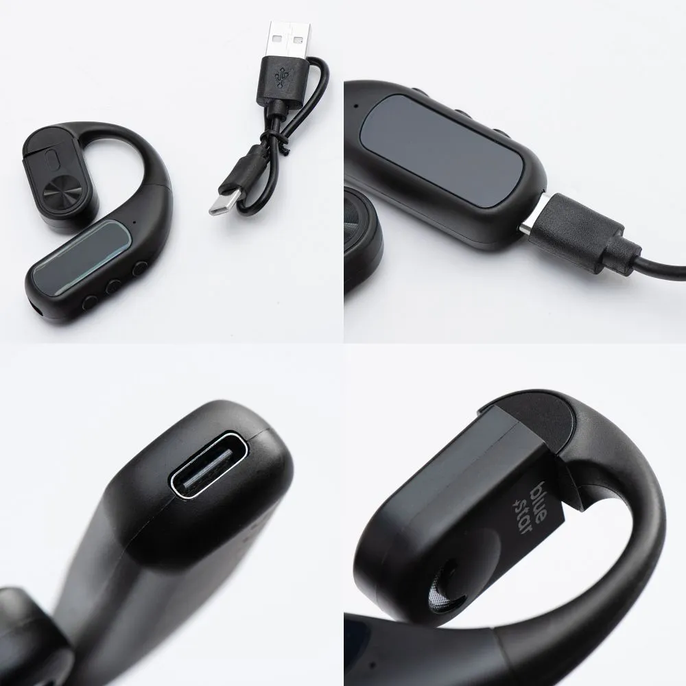 Wireless mono headset Blue Star Hook black