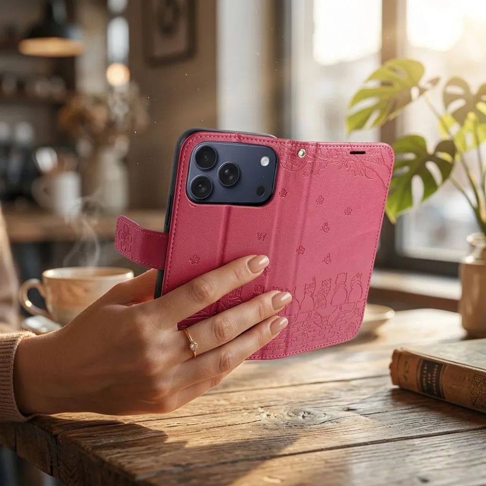 Flip case passend für iPhone 17 PRO / 18 PRO Mezzo Book cats red