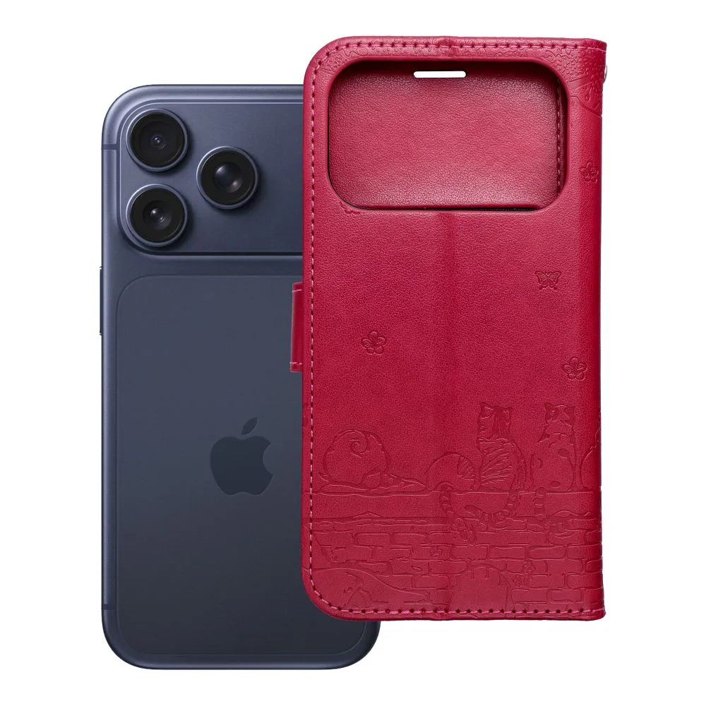 Flip case passend für iPhone 17 PRO MAX / 18 PRO MAX Mezzo Book cats red