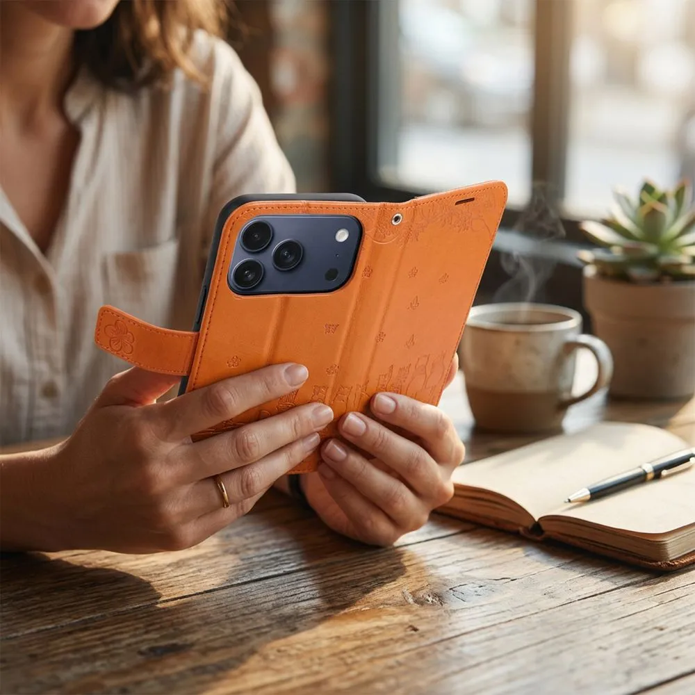 Flip case passend für iPhone 17 / 18 Mezzo Book cats brown