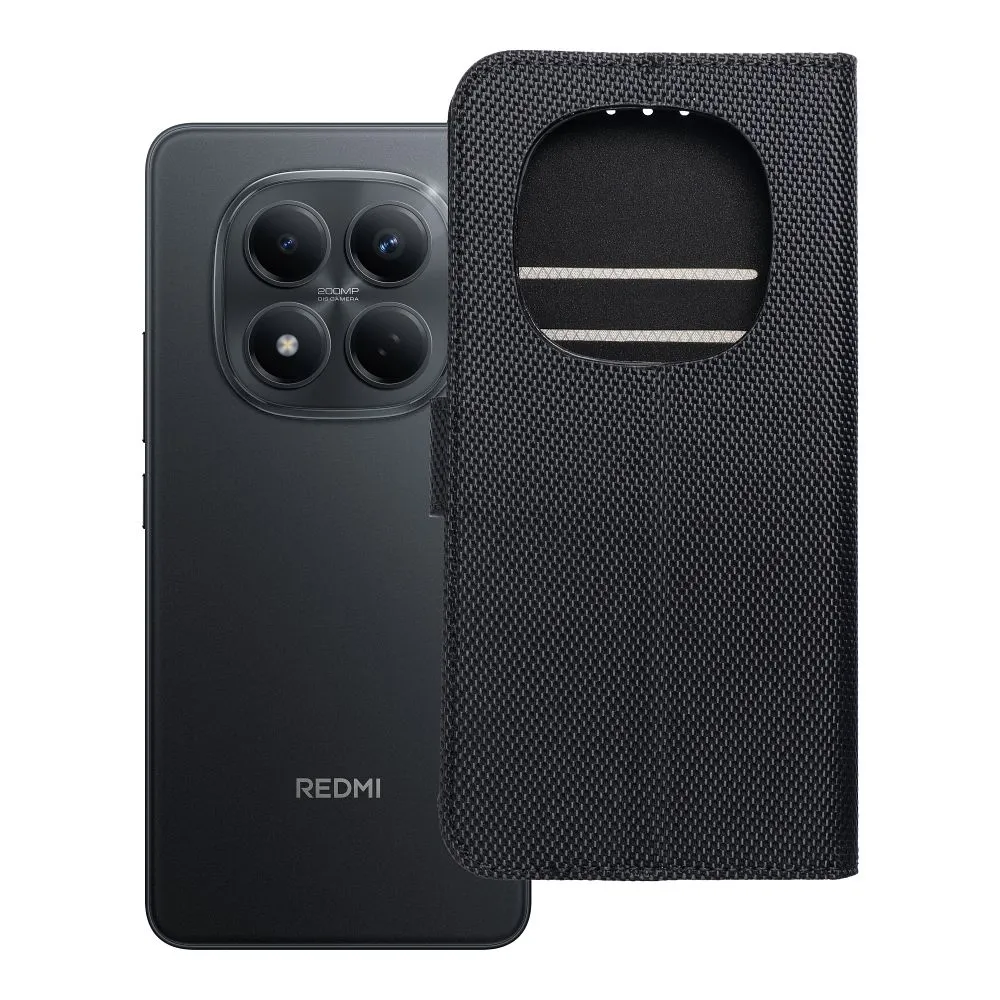 Flip case passend für Xiaomi Redmi NOTE 15 5G 4Card RFID anti-theft tech fabric black