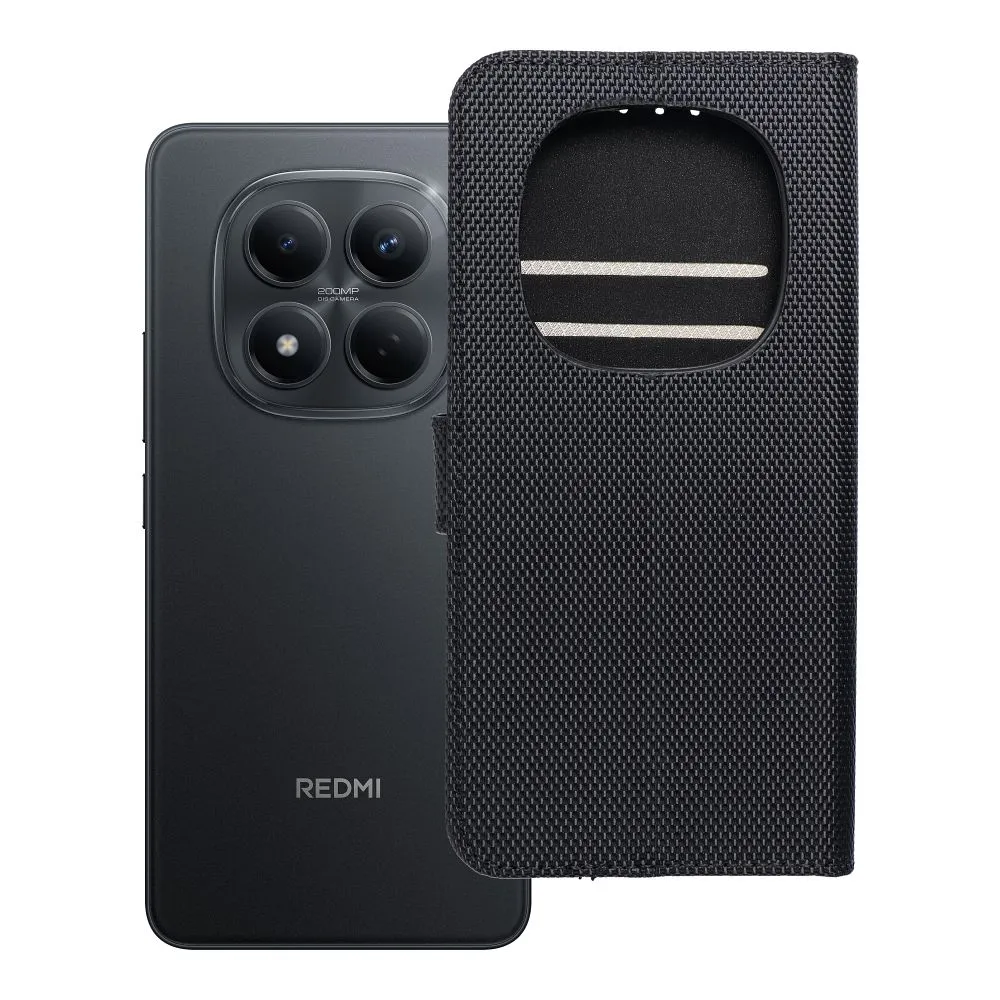 Flip case passend für Xiaomi Redmi NOTE 15 PRO 5G 4Card RFID anti-theft tech fabric black