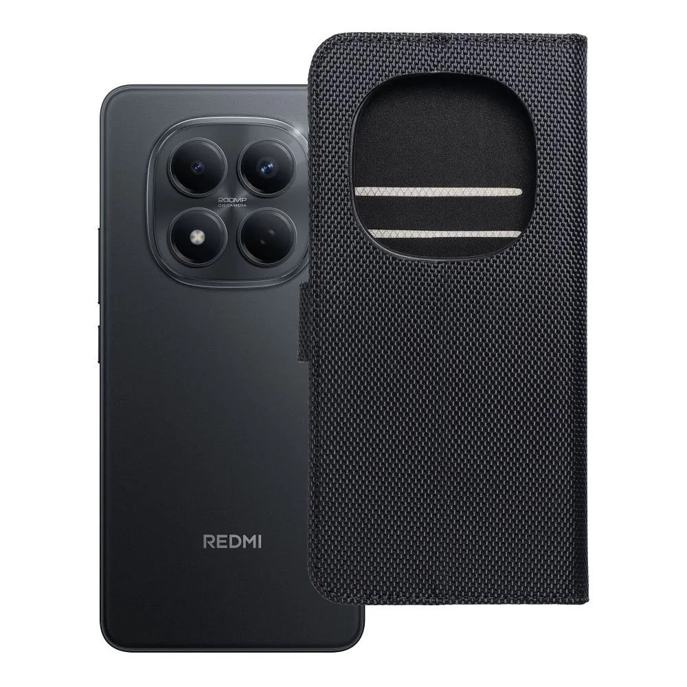 Flip case passend für Xiaomi Redmi NOTE 15 PRO PLUS 5G 4Card RFID anti-theft tech fabric black