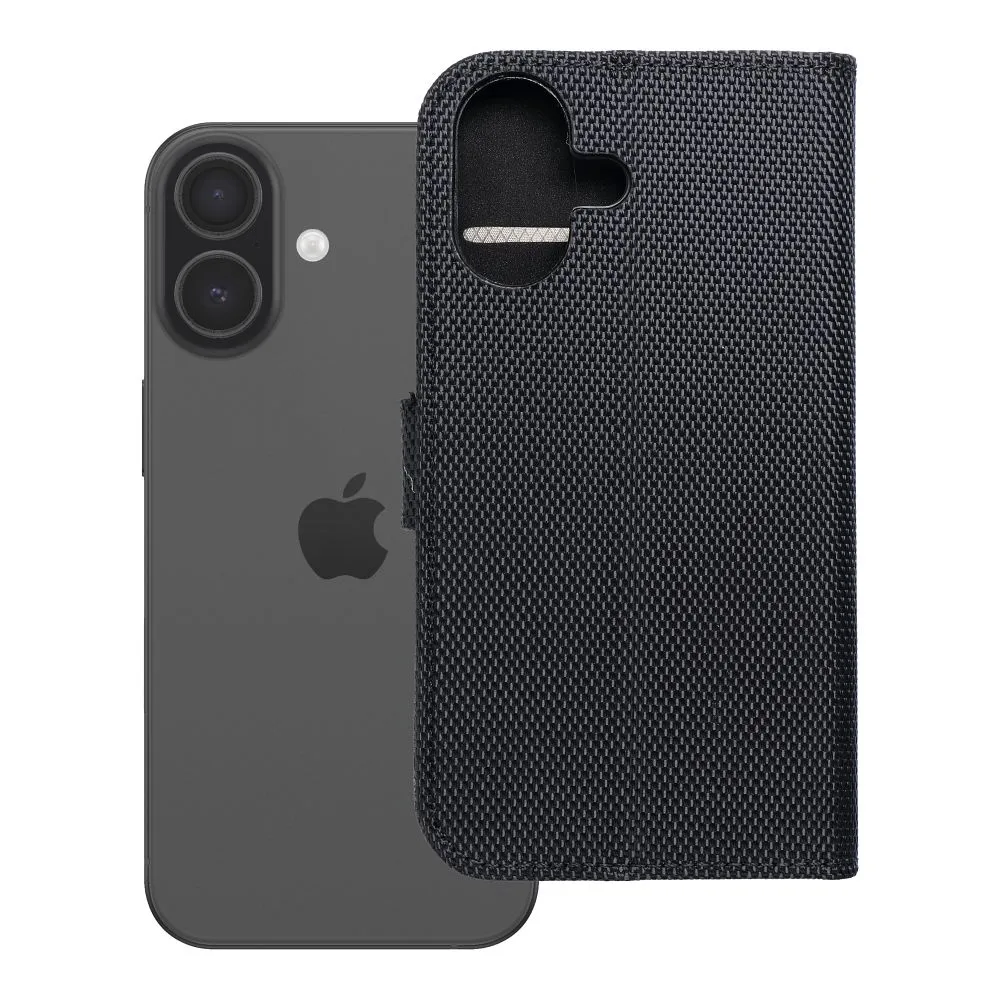 Flip case passend für iPhone 17 / 18 4Card RFID anti-theft tech fabric black