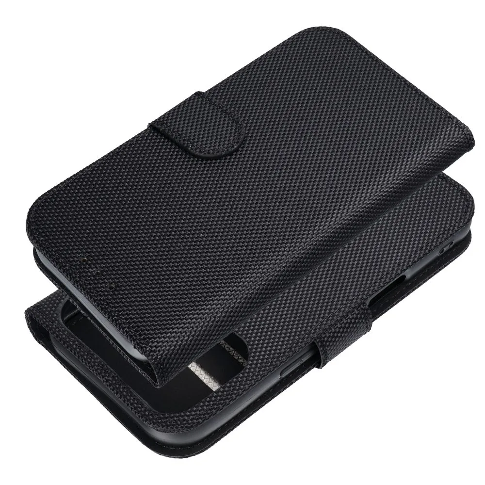 Flip case passend für iPhone 17 / 18 4Card RFID anti-theft tech fabric black