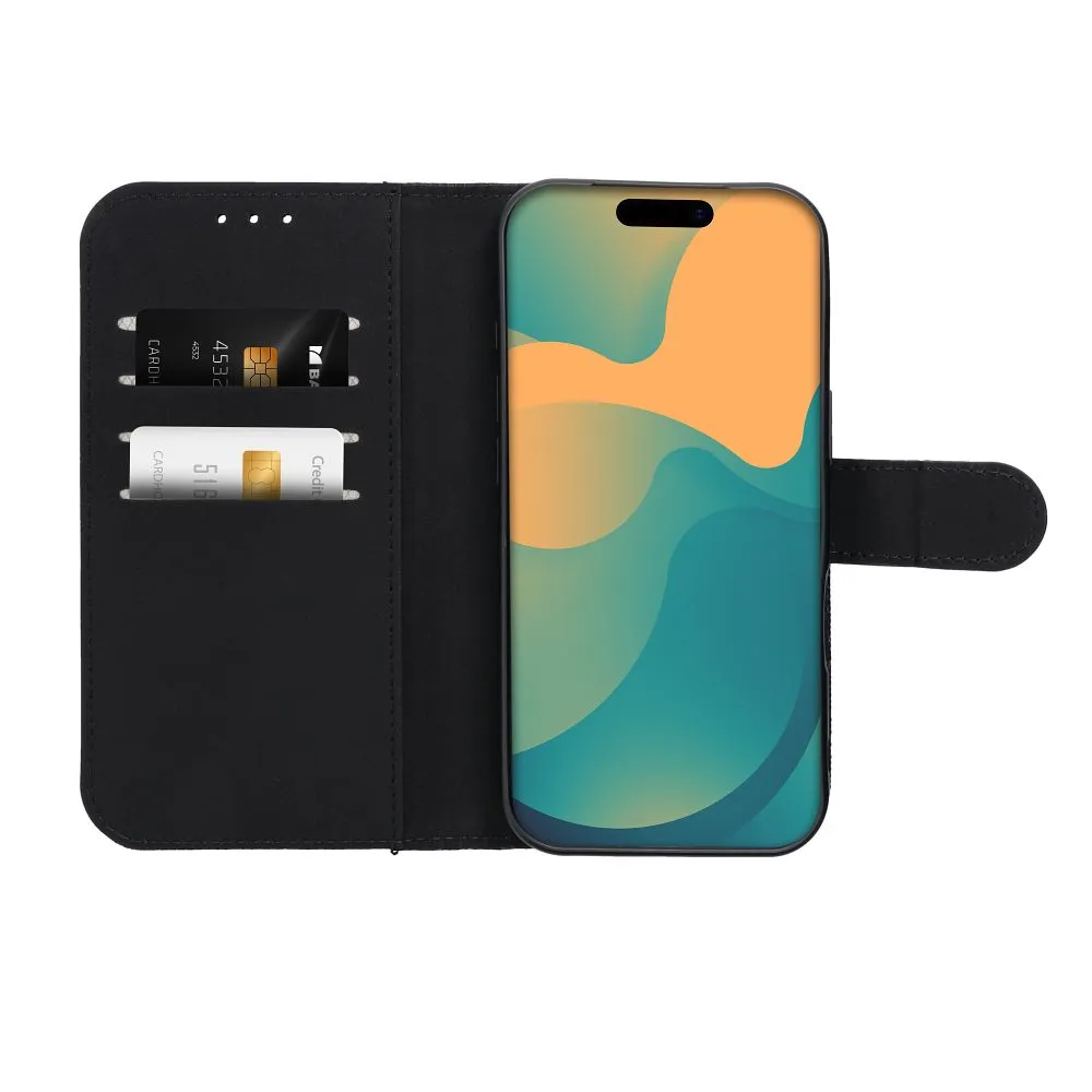Flip case passend für iPhone 17 PRO / 18 PRO 4Card RFID anti-theft tech fabric black