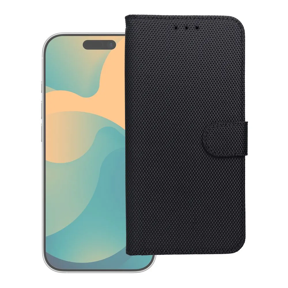 Flip case passend für iPhone 17 PRO MAX / 18 PRO MAX 4Card RFID anti-theft tech fabric black