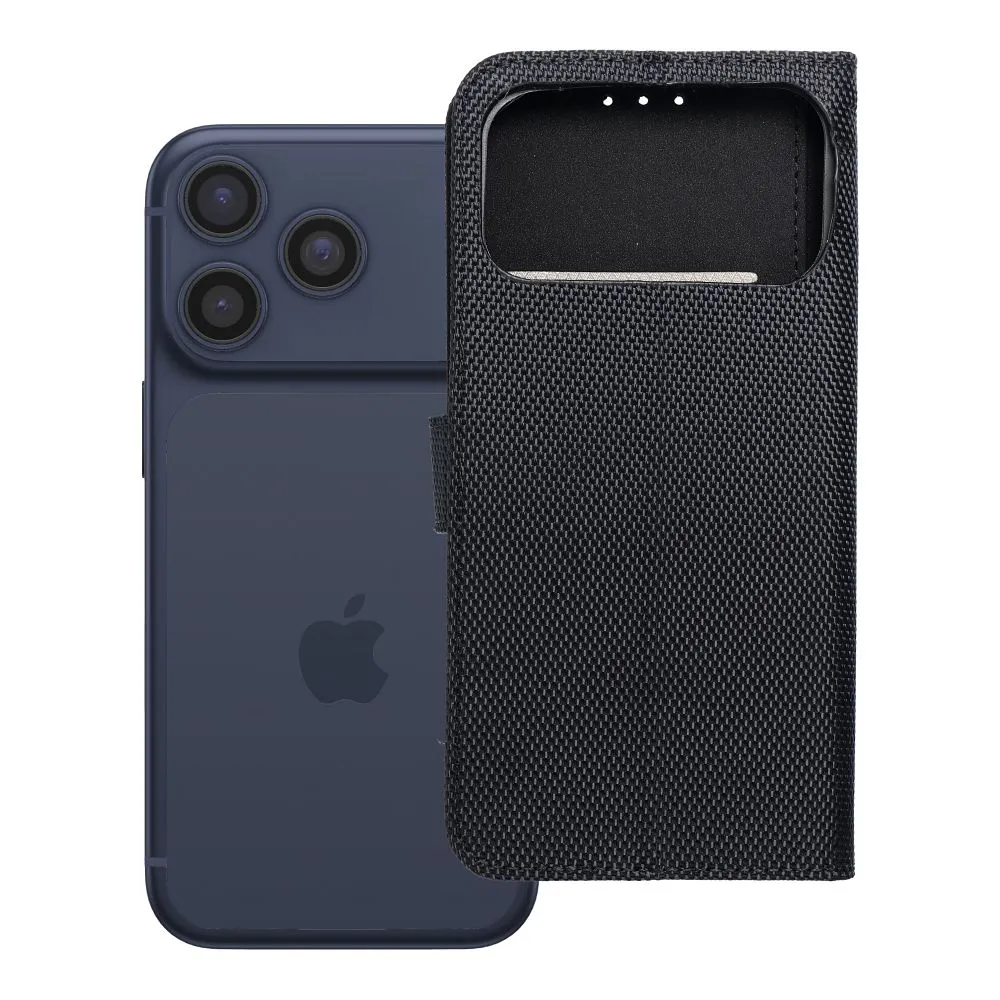 Flip case passend für iPhone 17 PRO MAX / 18 PRO MAX 4Card RFID anti-theft tech fabric black