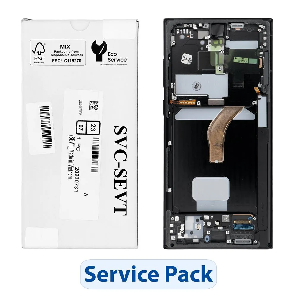 ServicePack LCD Display SAMSUNG S22 Ultra S908 Graphite GH82-27488E