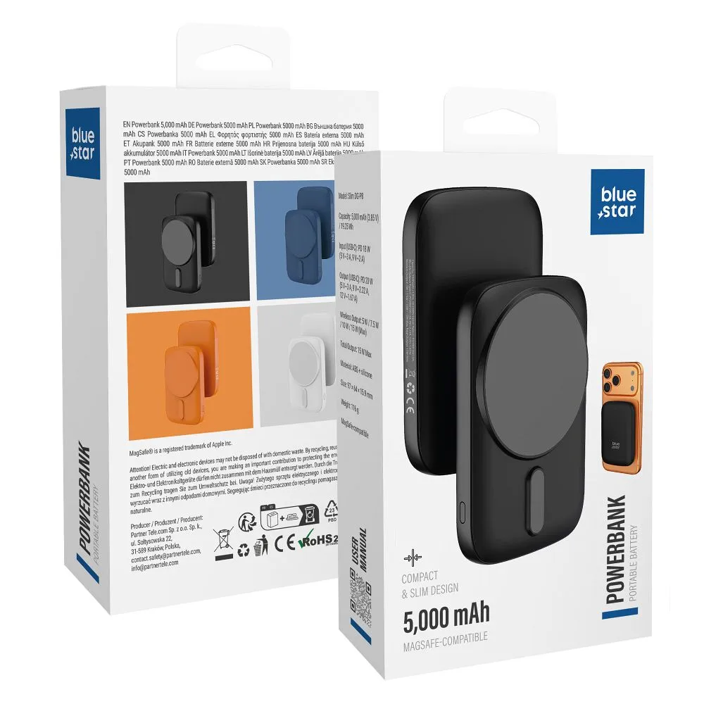 Powerbank kompatibel mit MagSafe Blue Star Slim DG-P8 15W 5000 mAh black