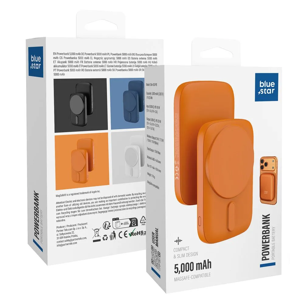 Powerbank kompatibel mit MagSafe Blue Star Slim DG-P8 15W 5000 mAh orange