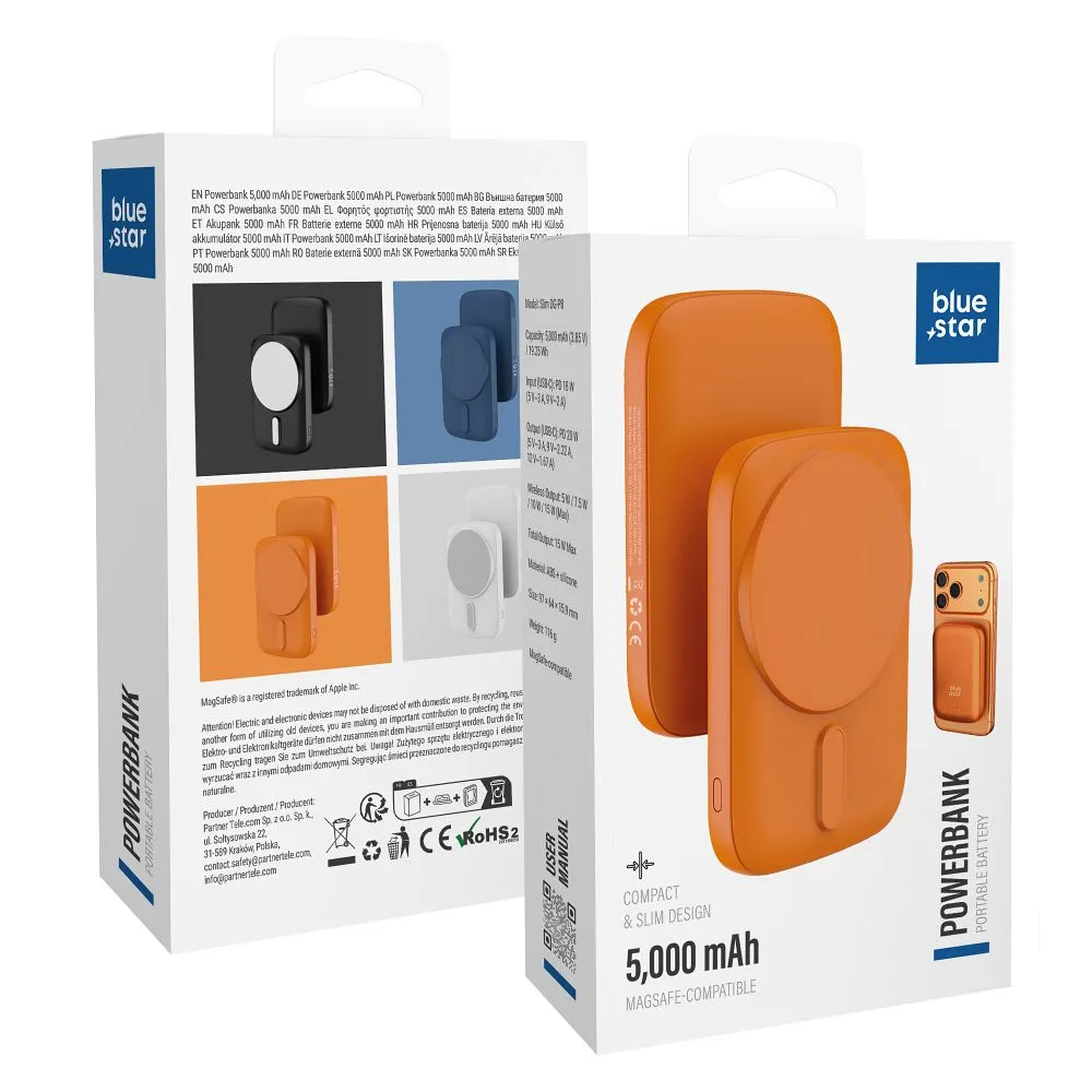 Powerbank kompatibel mit MagSafe Blue Star Slim DG-P8 15W 5000 mAh orange