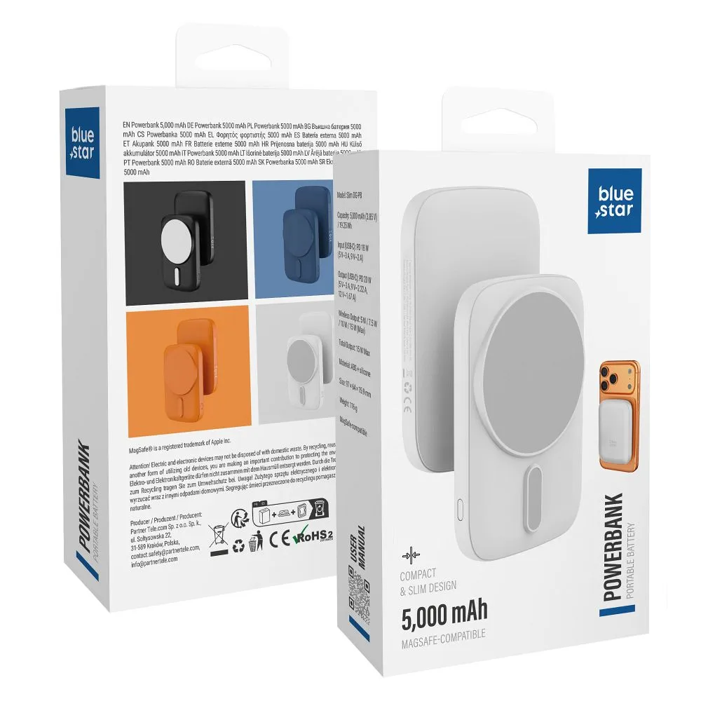Powerbank kompatibel mit MagSafe Blue Star Slim DG-P8 15W 5000 mAh bialy