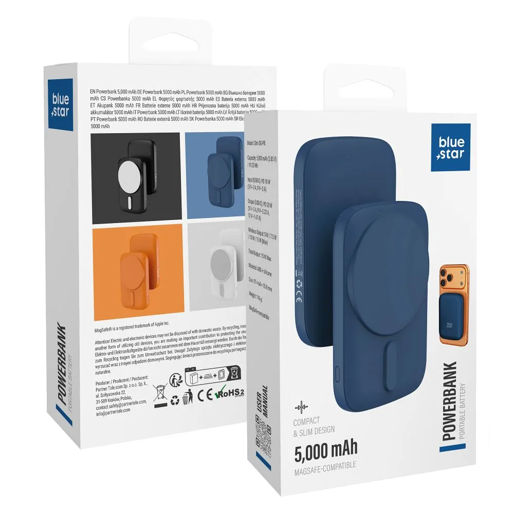 Powerbank kompatibel mit MagSafe Blue Star Slim DG-P8 15W 5000 mAh navy blue