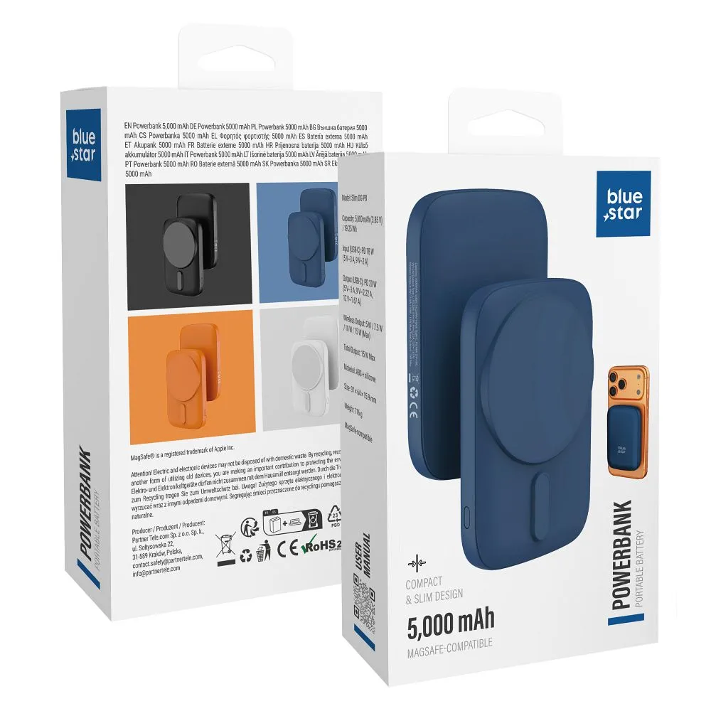 Powerbank kompatibel mit MagSafe Blue Star Slim DG-P8 15W 5000 mAh navy blue
