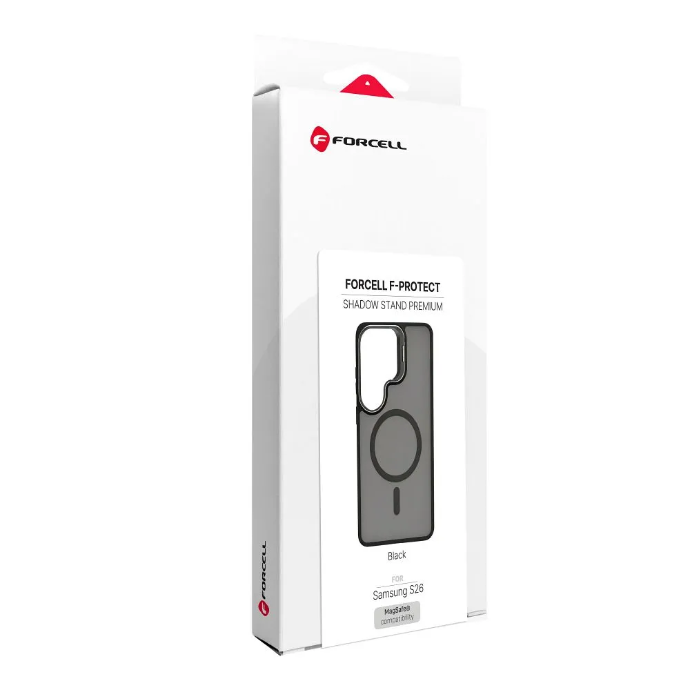 Case passend für Samsung S26 Forcell F-Protect Shadow Stand Premium kompatibel mit MagSafe black