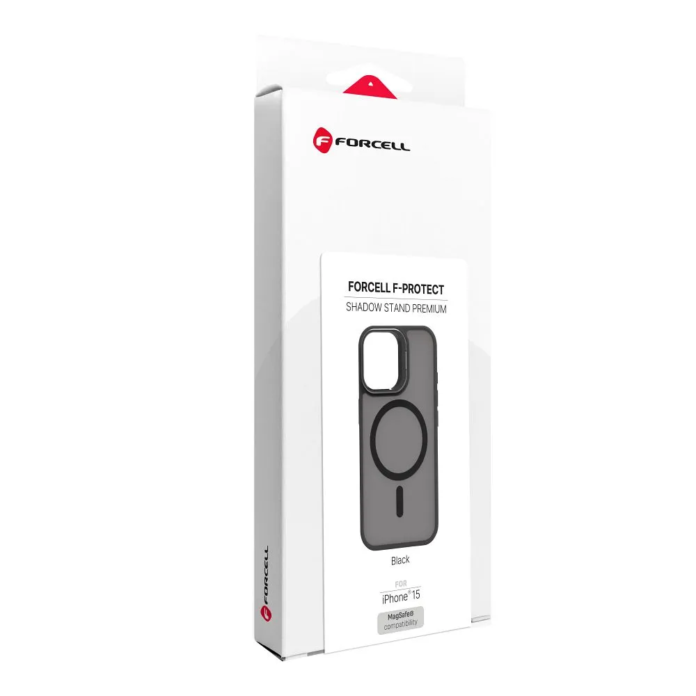 Case passend für iPhone 15 Forcell F-Protect Shadow Stand Premium kompatibel mit MagSafe black