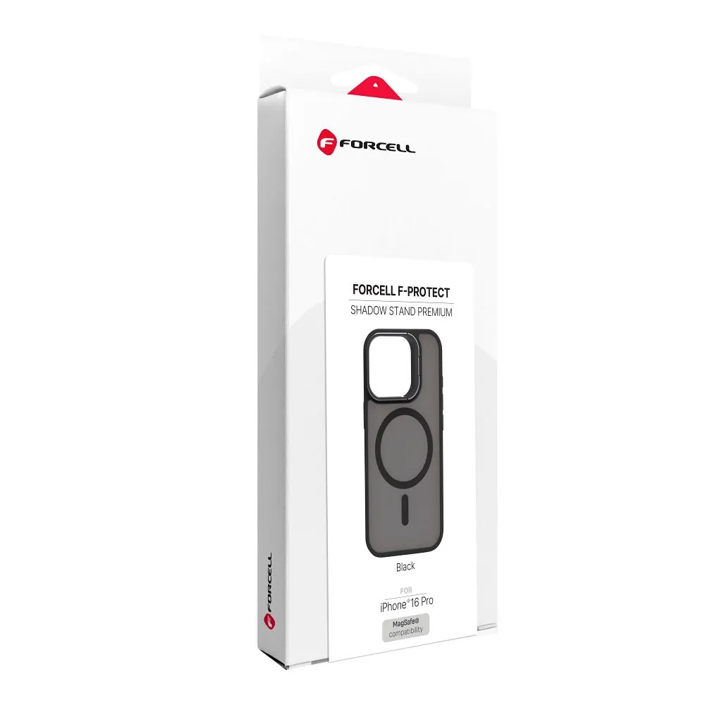 Case passend für iPhone 16 PRO Forcell F-Protect Shadow Stand Premium kompatibel mit MagSafe black