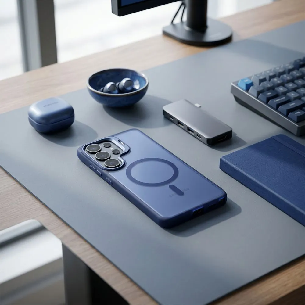 Case passend für Samsung S26 ULTRA Forcell F-Protect Shadow Stand Premium kompatibel mit MagSafe navy blue