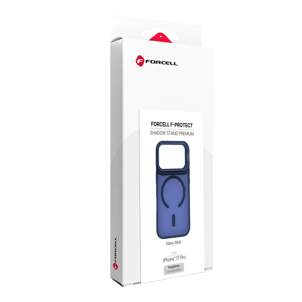 Case passend für iPhone 18 Pro / 17 Pro Forcell F-Protect Shadow Stand Premium kompatibel mit MagSafe navy blue