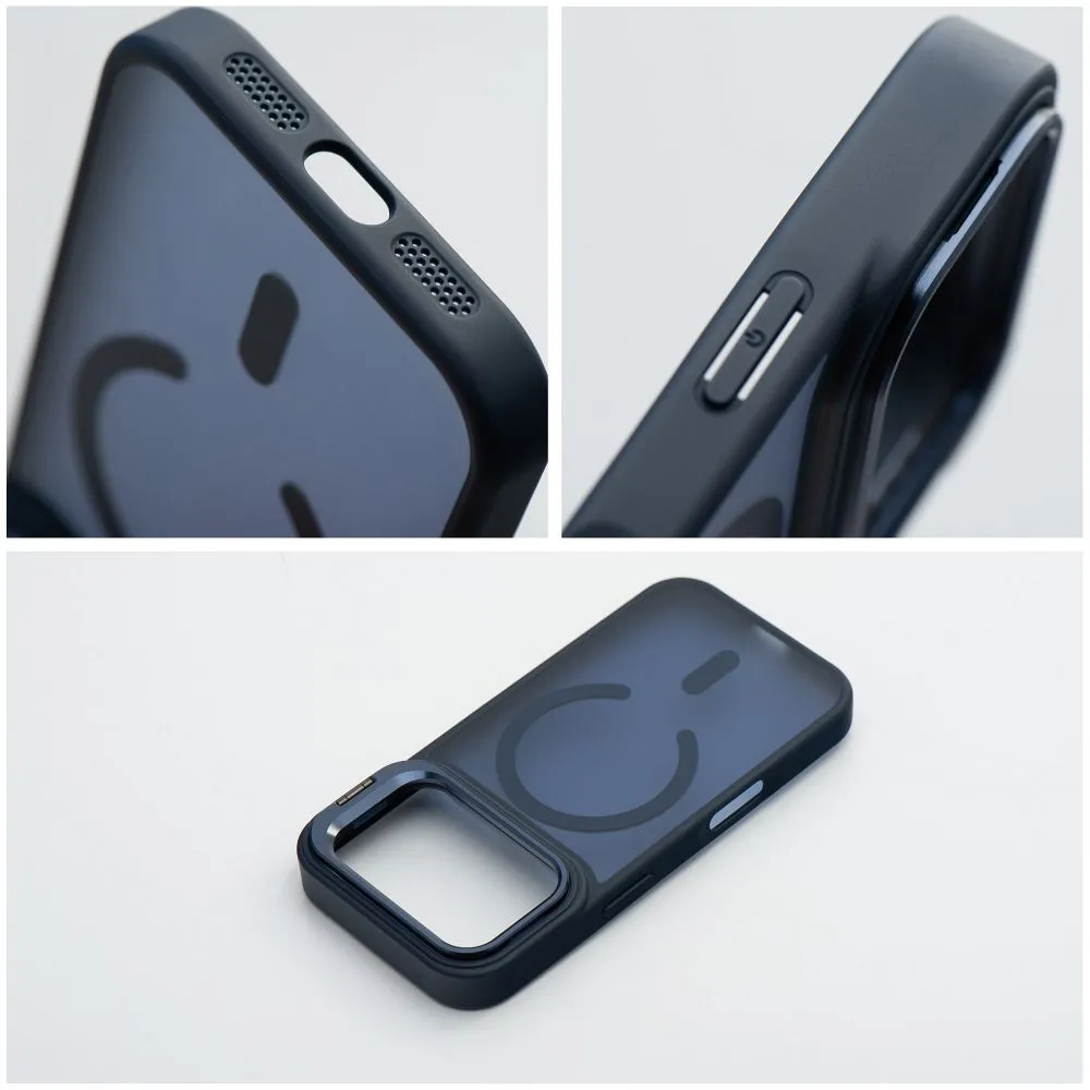 Case passend für iPhone 18 Pro / 17 Pro Forcell F-Protect Shadow Stand Premium kompatibel mit MagSafe navy blue