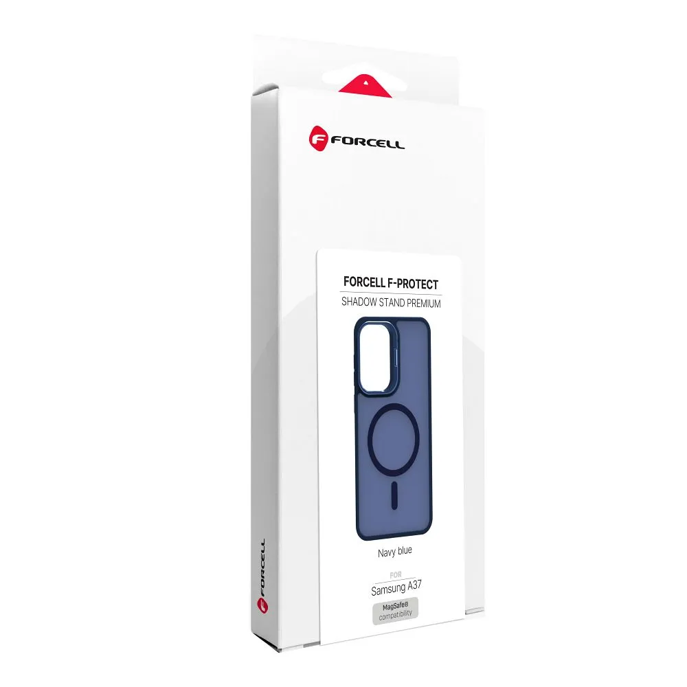 Case passend für Samsung A37 Forcell F-Protect Shadow Stand Premium kompatibel mit MagSafe navy blue