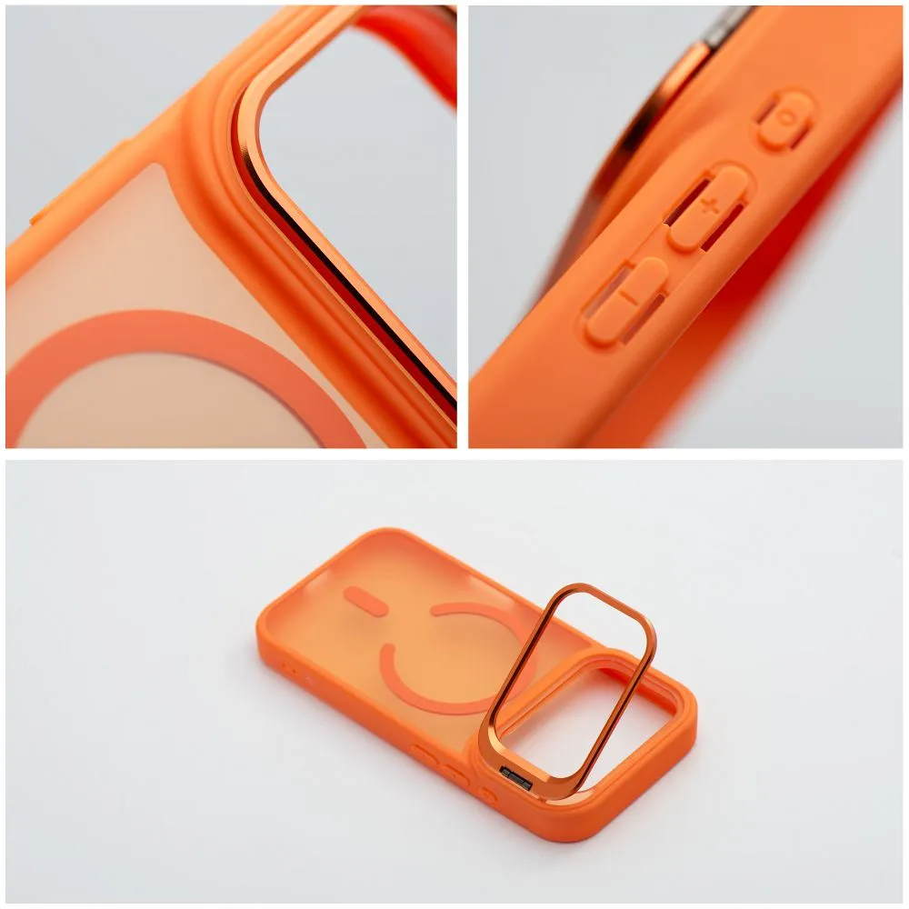 Case passend für iPhone 18 Pro / 17 Pro Forcell F-Protect Shadow Stand Premium kompatibel mit MagSafe orange