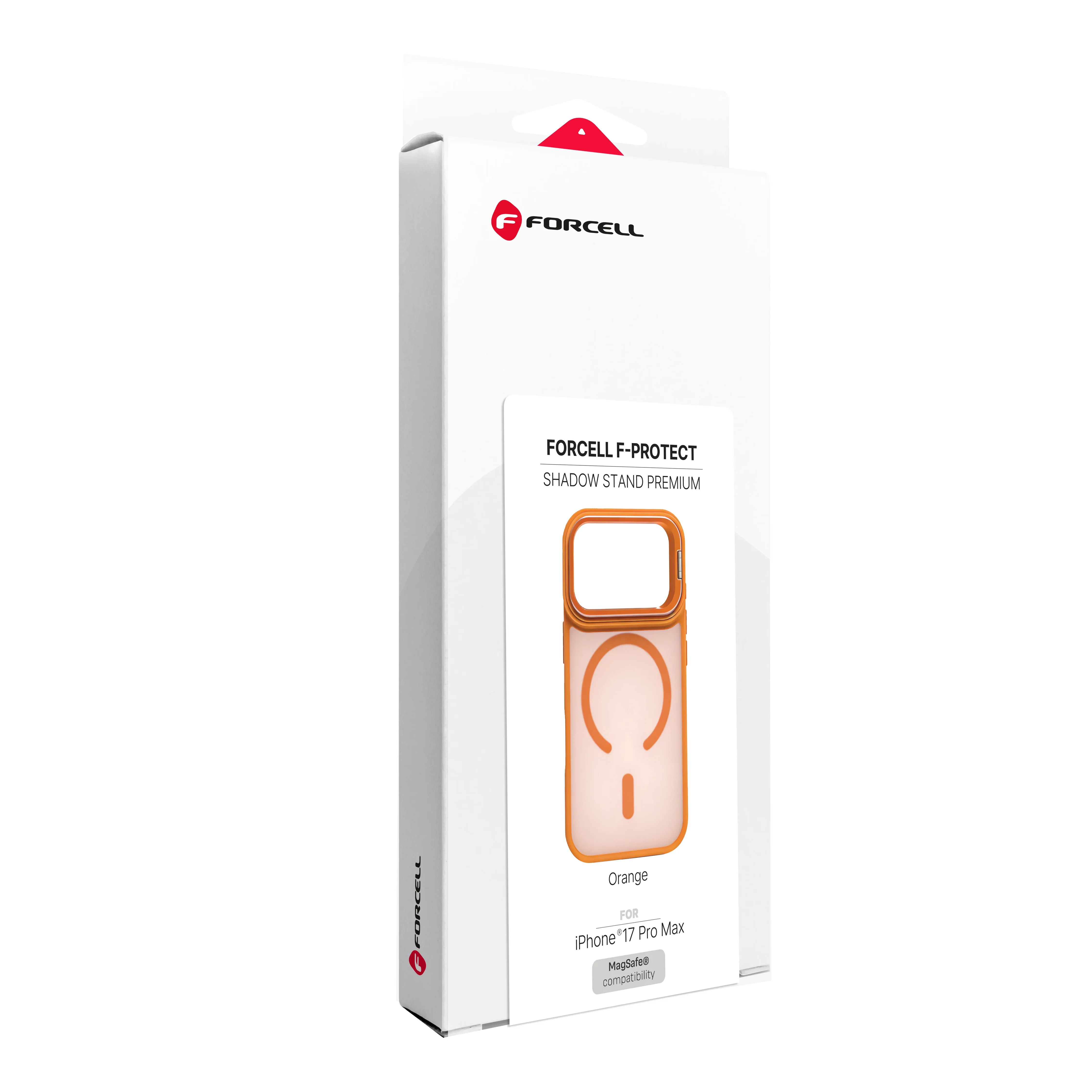 Case passend für iPhone 18 Pro Max / 17 Pro Max Forcell F-Protect Shadow Stand Premium kompatibel mit MagSafe orange
