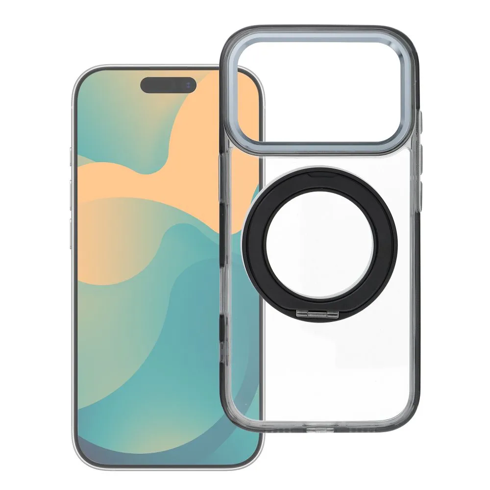Case passend für iPhone 17 Pro / 18 Pro Frame Circle Stand kompatibel mit MagSafe black