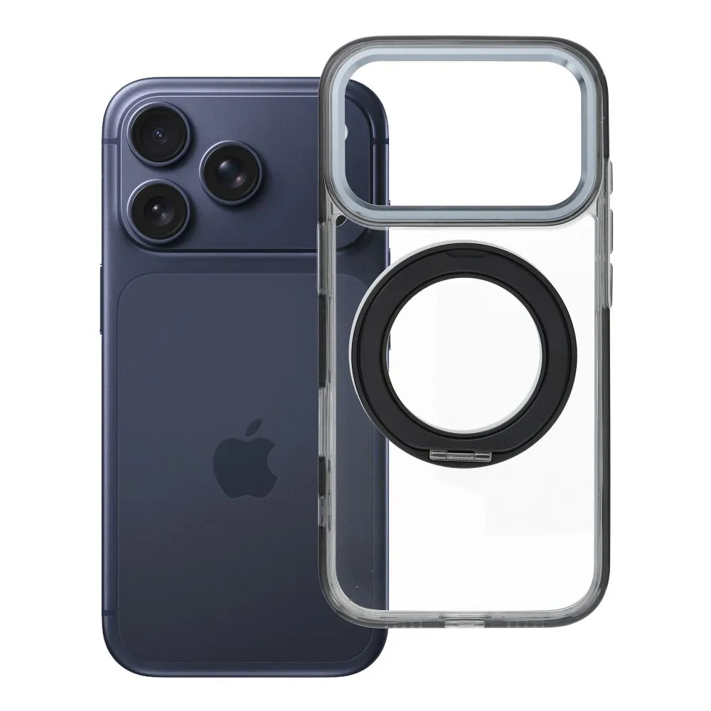 Case passend für iPhone 17 Pro / 18 Pro Frame Circle Stand kompatibel mit MagSafe black