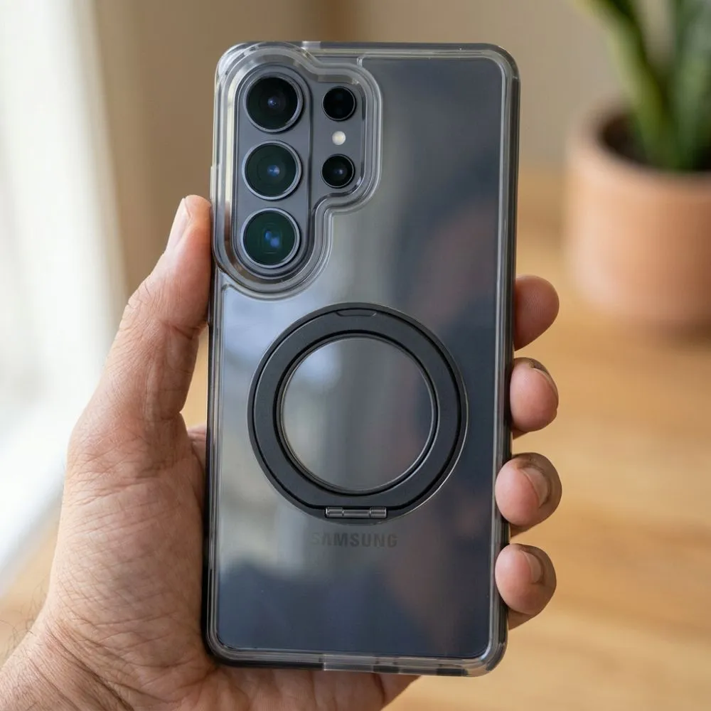 Case passend für Samsung A57 Frame Circle Stand kompatibel mit MagSafe black