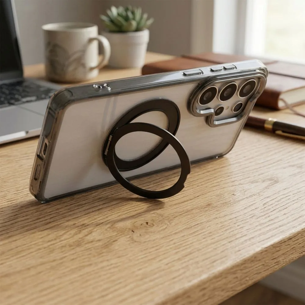 Case passend für Samsung A56 Frame Circle Stand kompatibel mit MagSafe black