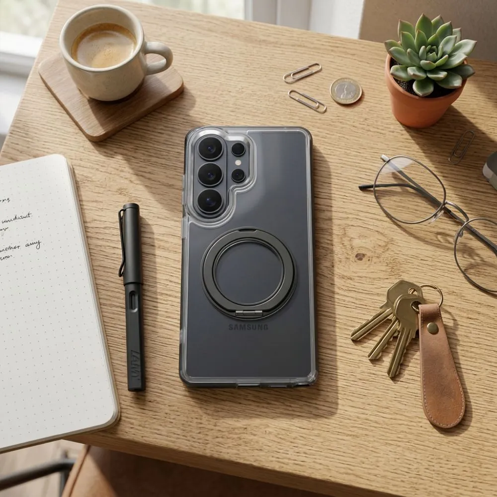Case passend für Samsung A27 Frame Circle Stand kompatibel mit MagSafe black