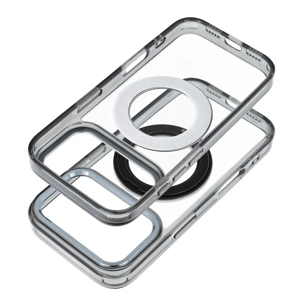 Case passend für iPhone 12 Frame Circle Stand kompatibel mit MagSafe black