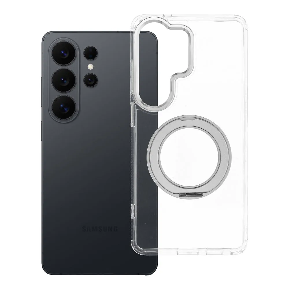 Case passend für Samsung S26 ULTRA Frame Circle Stand kompatibel mit MagSafe transparent