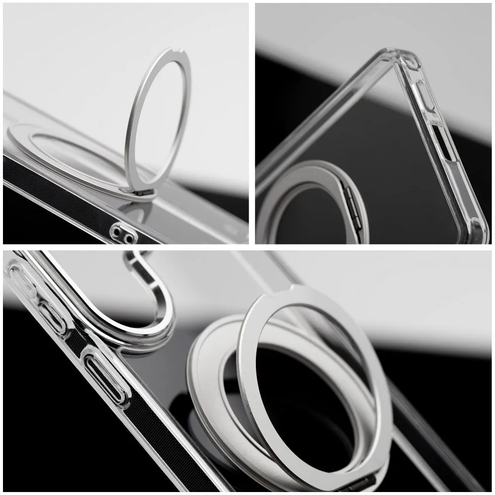 Case passend für Samsung S26 ULTRA Frame Circle Stand kompatibel mit MagSafe transparent