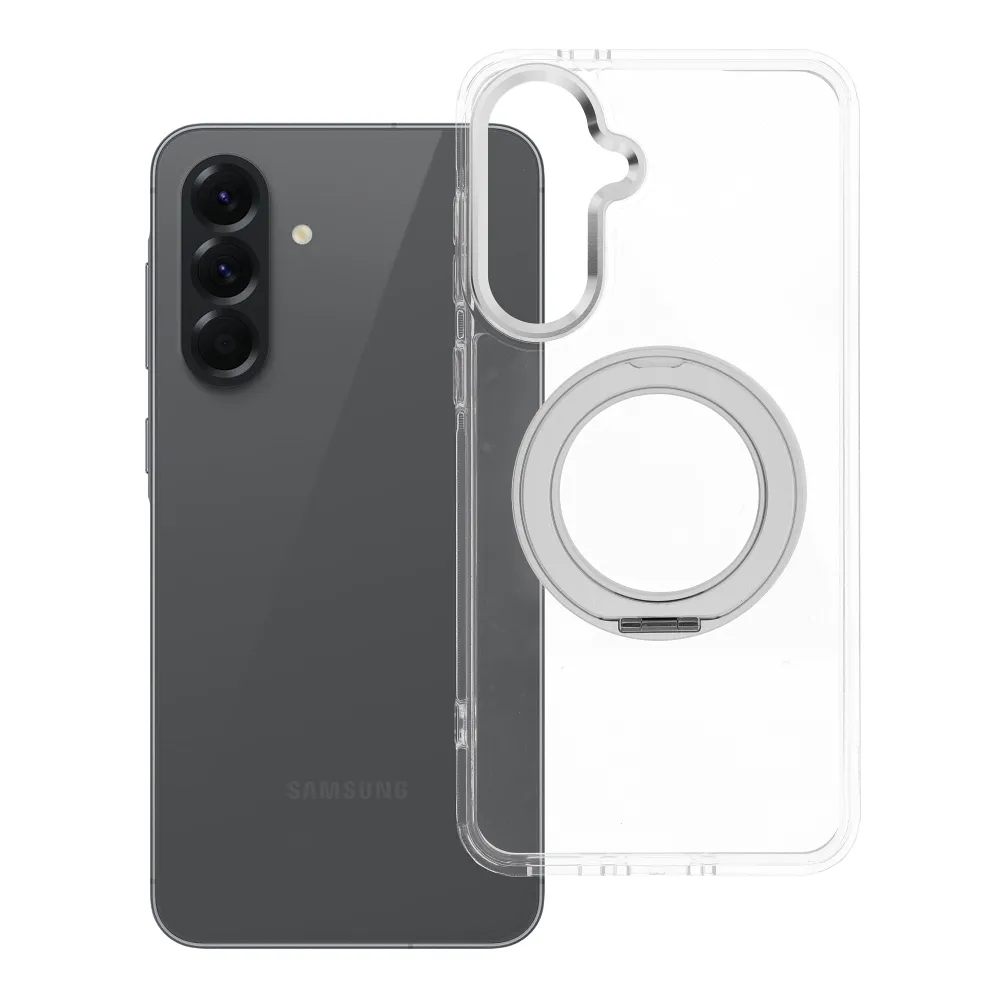 Case passend für Samsung A56 Frame Circle Stand kompatibel mit MagSafe transparent