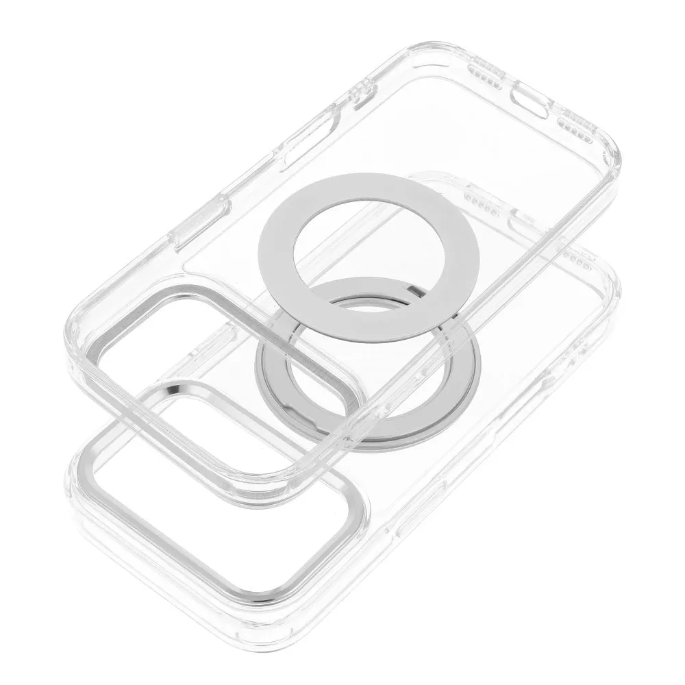 Case passend für iPhone 12 Frame Circle Stand kompatibel mit MagSafe transparent
