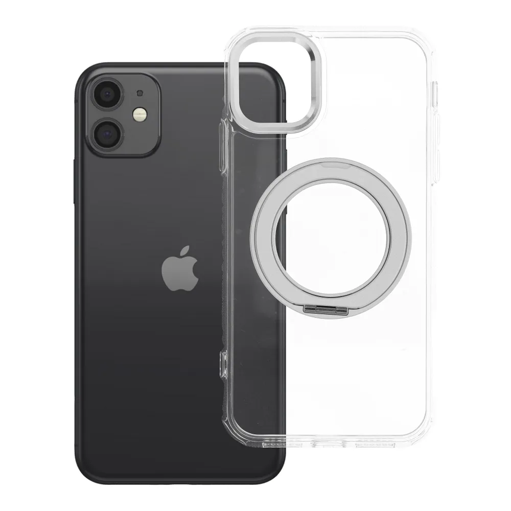 Case passend für iPhone 11 Frame Circle Stand kompatibel mit MagSafe transparent