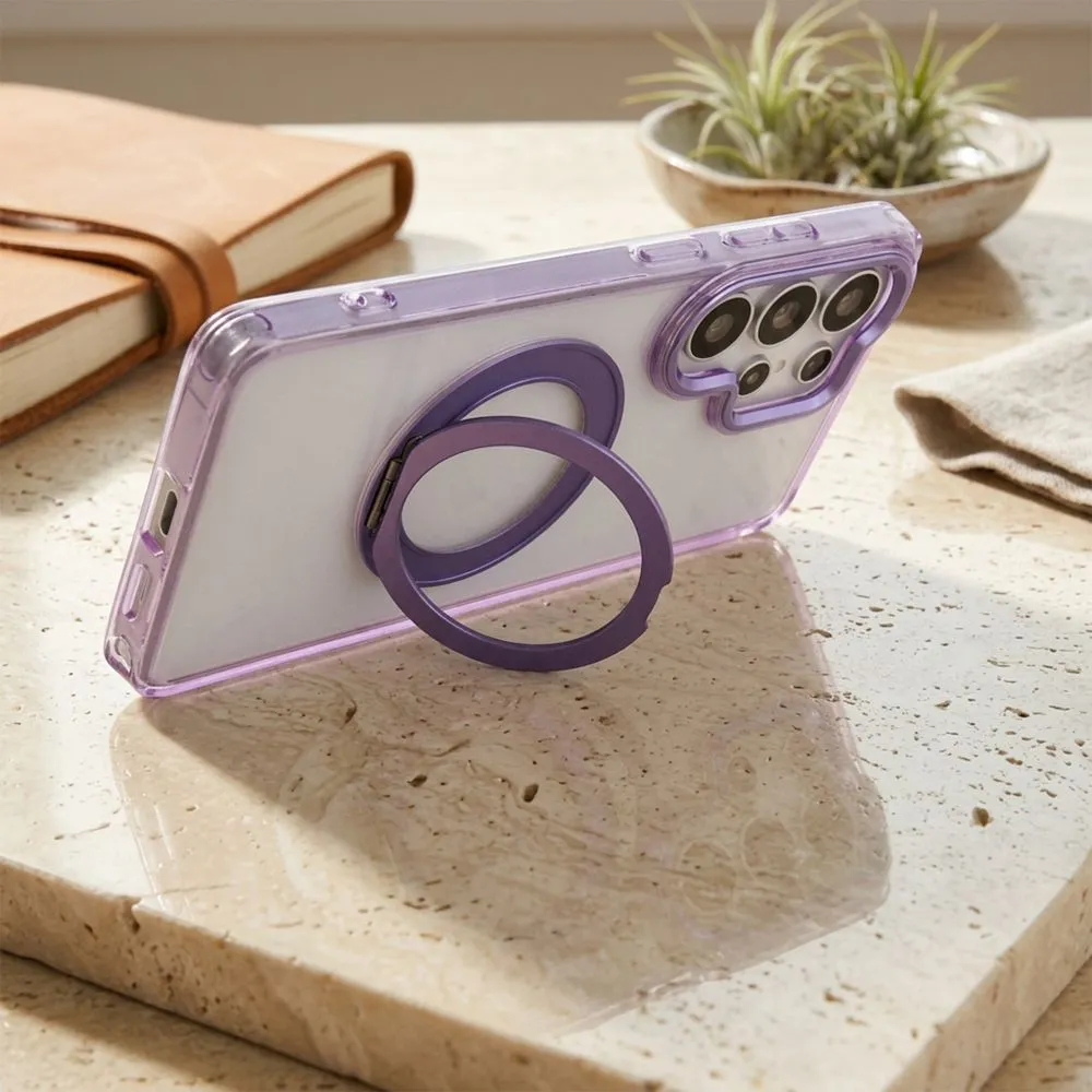 Case passend für Samsung A37 Frame Circle Stand kompatibel mit MagSafe purple