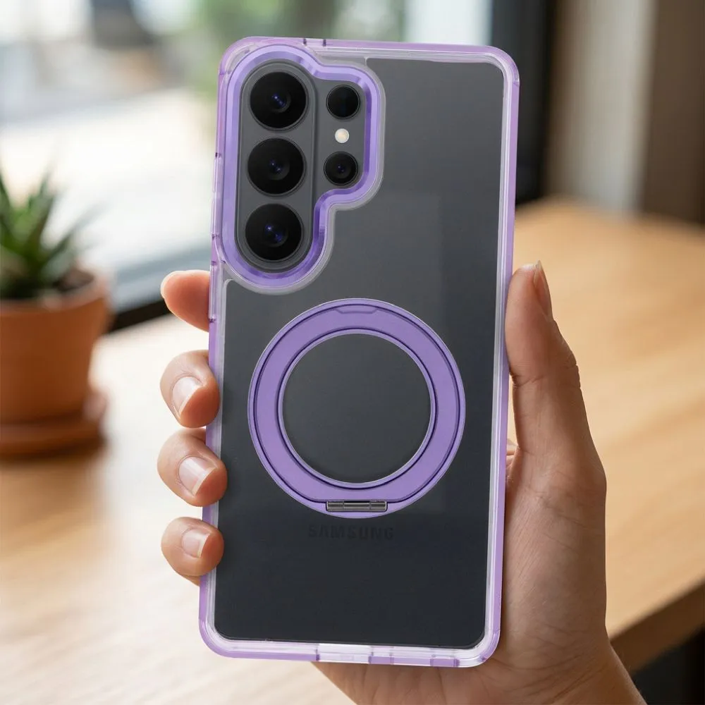 Case passend für Samsung A37 Frame Circle Stand kompatibel mit MagSafe purple