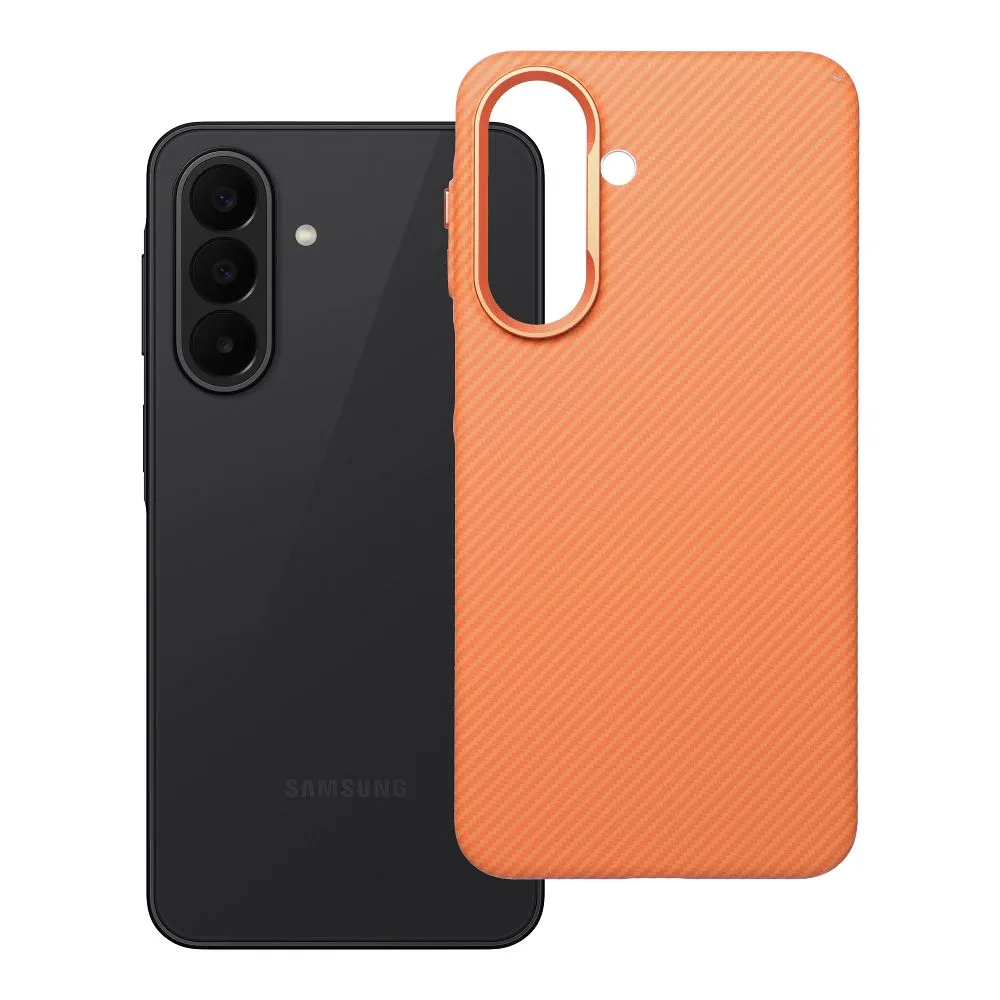 Case passend für Samsung A27 KEVLAR kompatibel mit MagSafe cosmic orange