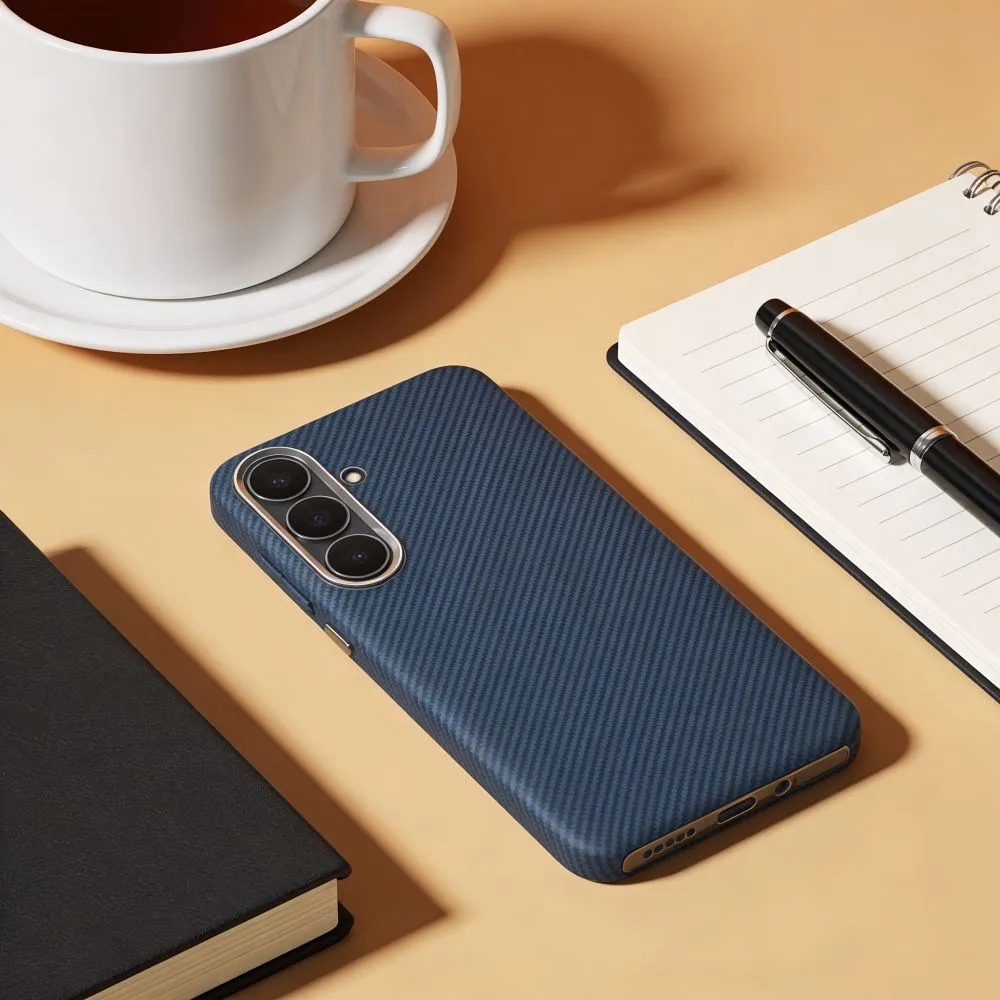 Case passend für Samsung A27 KEVLAR kompatibel mit MagSafe blue