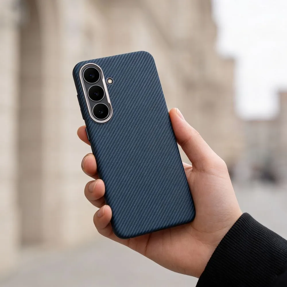 Case passend für Samsung A27 KEVLAR kompatibel mit MagSafe blue