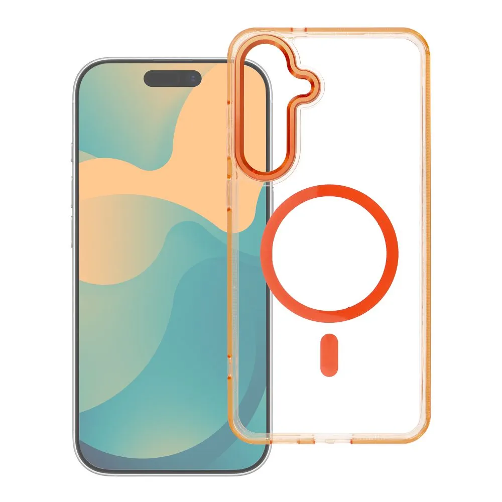 Case passend für Samsung A27 Frame Clear Hybrid Mag Cover kompatibel mit MagSafe hermes orange