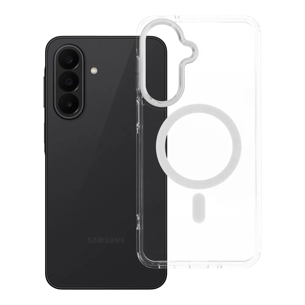 Case passend für Samsung A27 Frame Clear Hybrid Mag Cover kompatibel mit MagSafe transparent