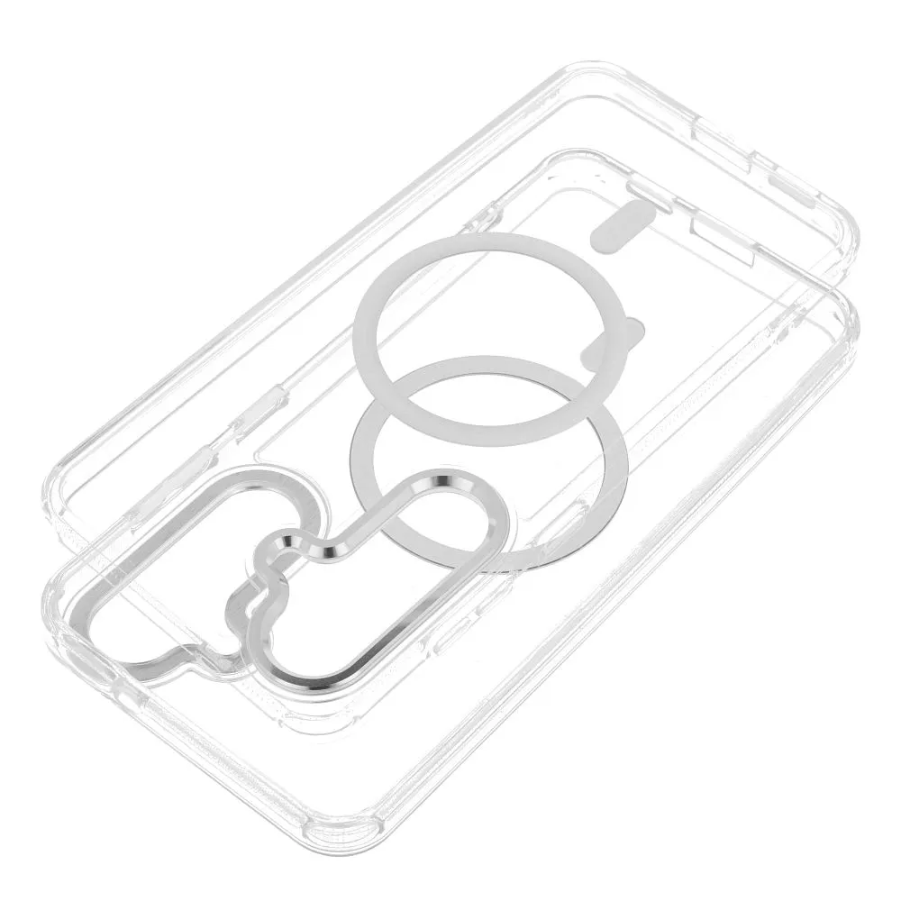 Case passend für Samsung A27 Frame Clear Hybrid Mag Cover kompatibel mit MagSafe transparent