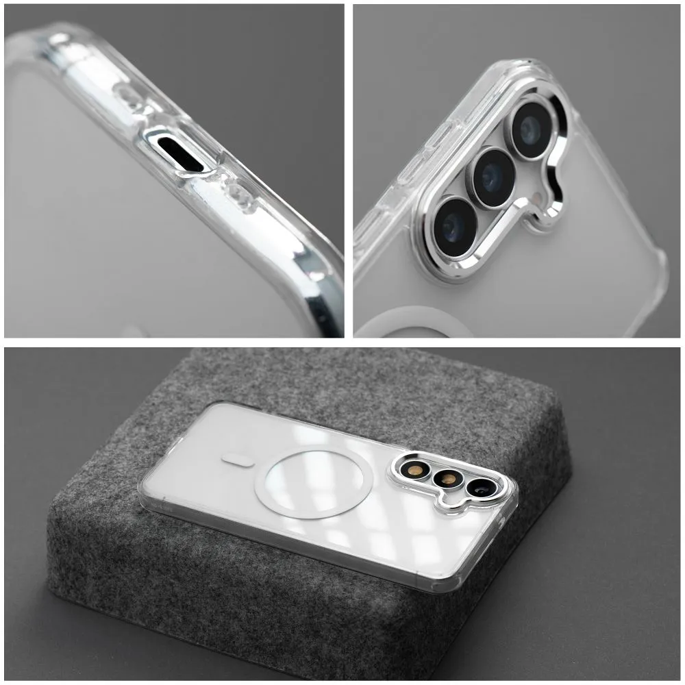 Case passend für Samsung A27 Frame Clear Hybrid Mag Cover kompatibel mit MagSafe transparent