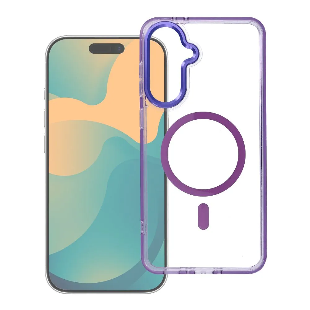 Case passend für Samsung A27 Frame Clear Hybrid Mag Cover kompatibel mit MagSafe purple